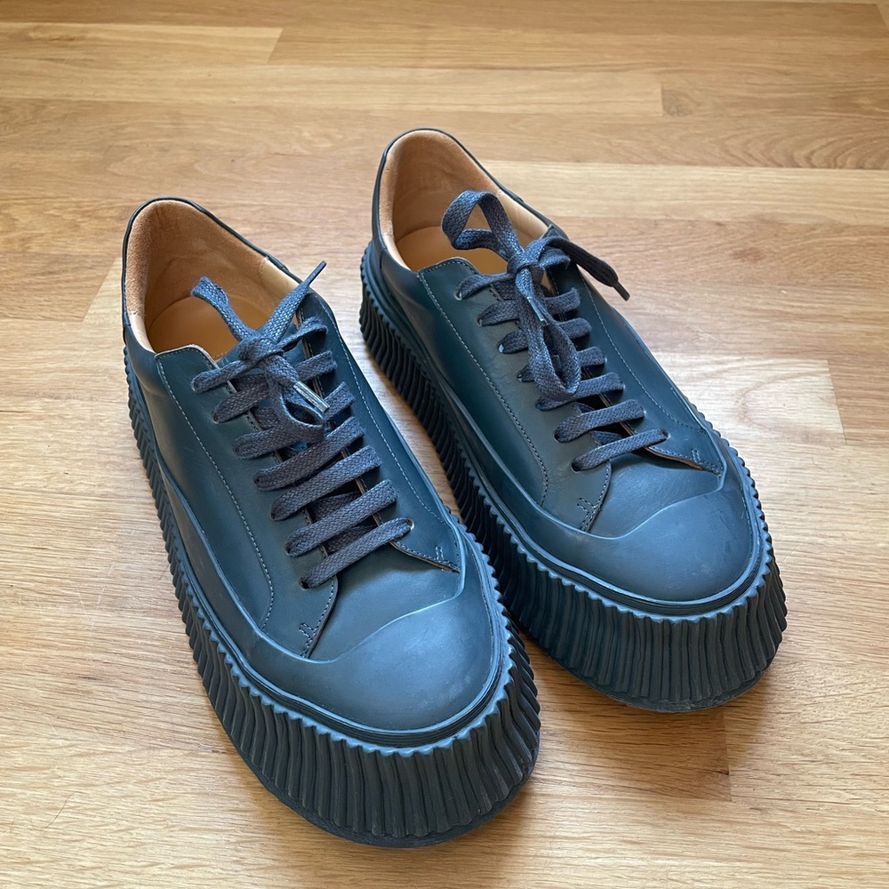 Jil Sander Leather Platform Sneaker Blue